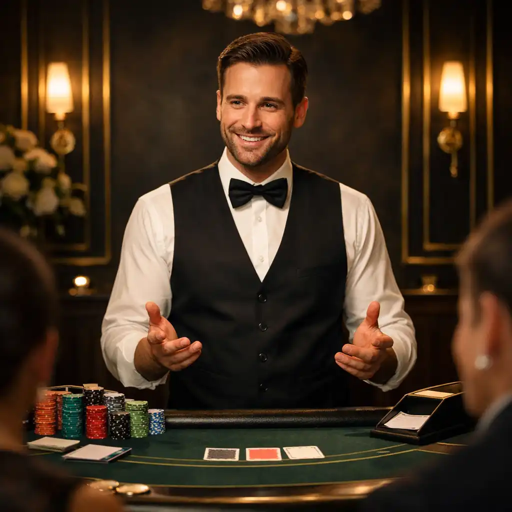 Krupier przy stole blackjack