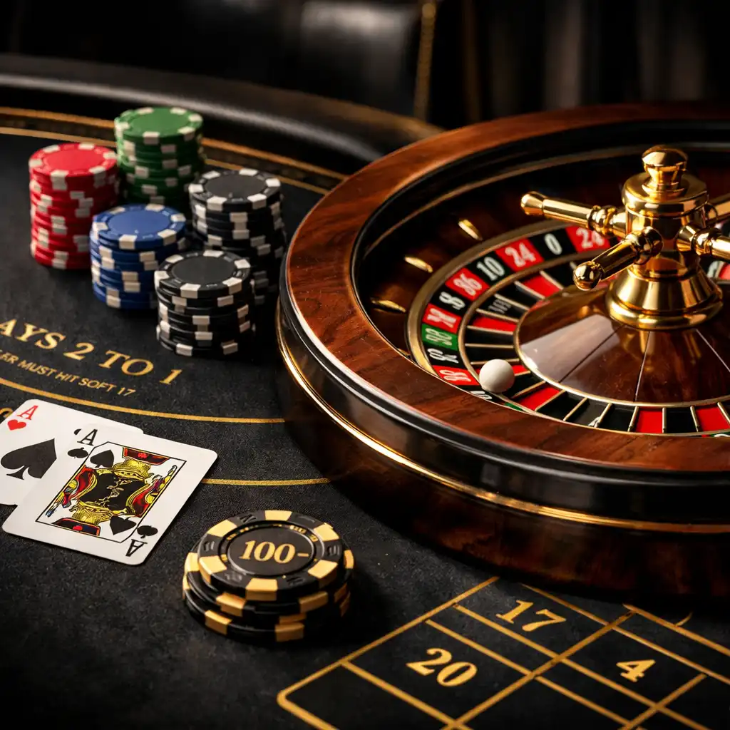 Stoły do pokera, ruletki i blackjacka